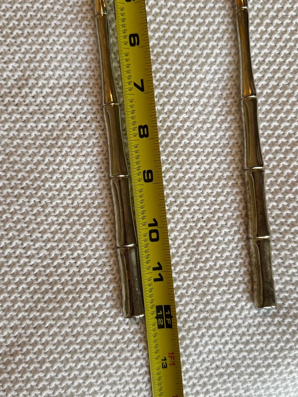 VINTAGE Silver Bamboo Handle Salad Serving Spoons Utensils Made in ITALY